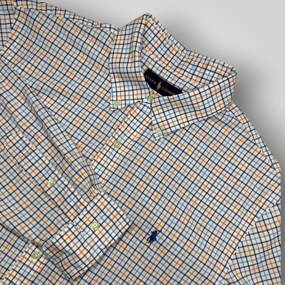 Ralph‎ Lauren Mens XL Slim Fit Check Plaid Button Down Shirt Cotton Preppy